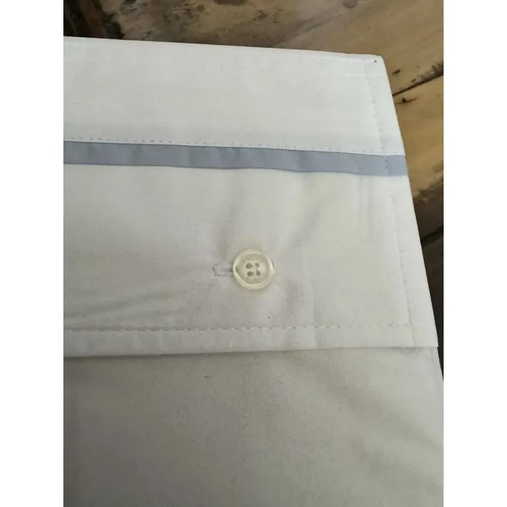 NWT Ralph Lauren Palmer Twin Flat Sheet White & Sky Blue Organic Cotton Percale